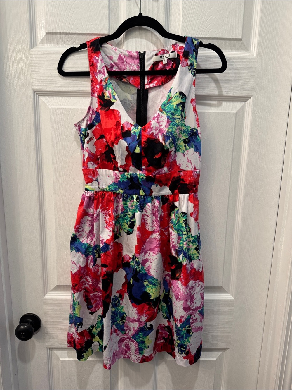 Milly Multi‑Color Floral Print Dress With Pockets